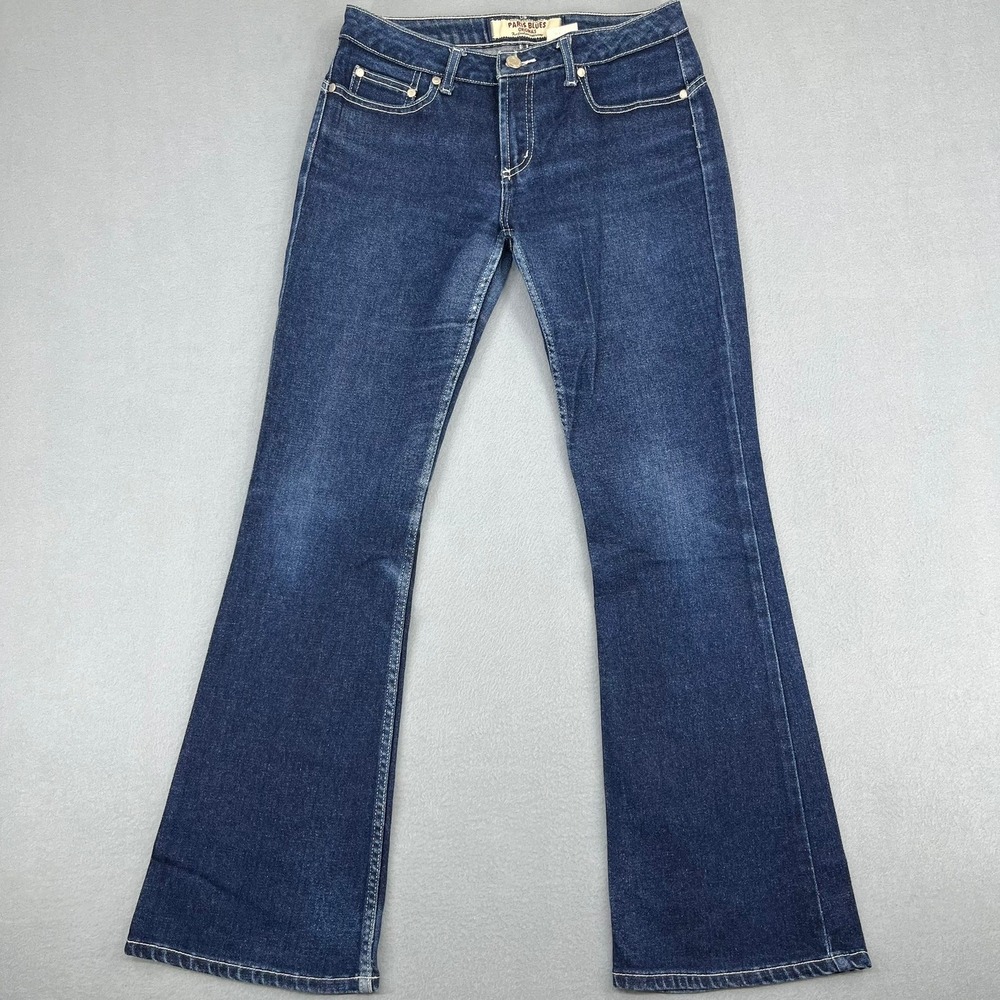 Paris Blues Originals Flare Jeans Womens Juniors Size 7 Dark Wash Low Rise Y2K